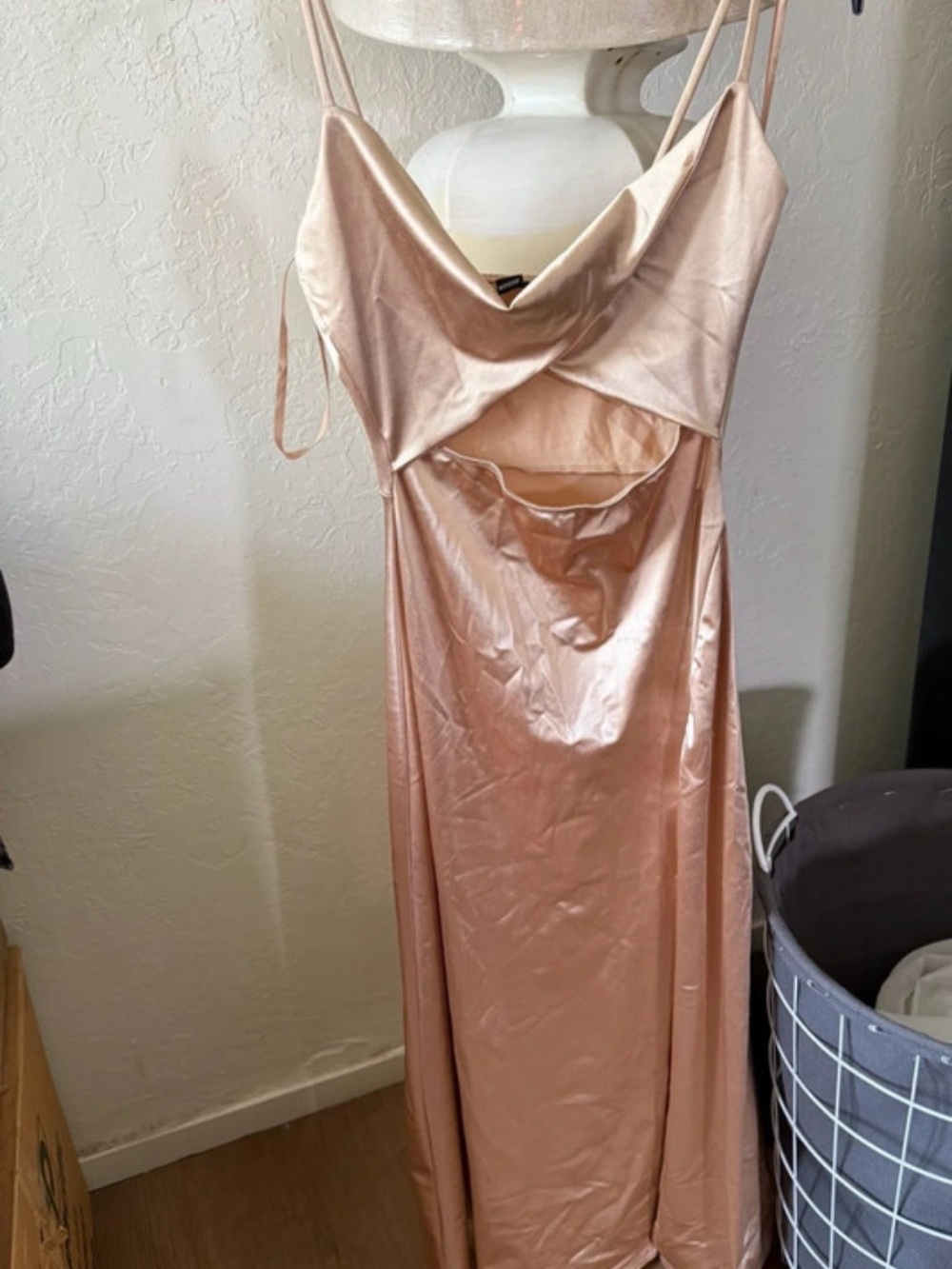Windsor Rose Gold Satin Cowl Slip Dress